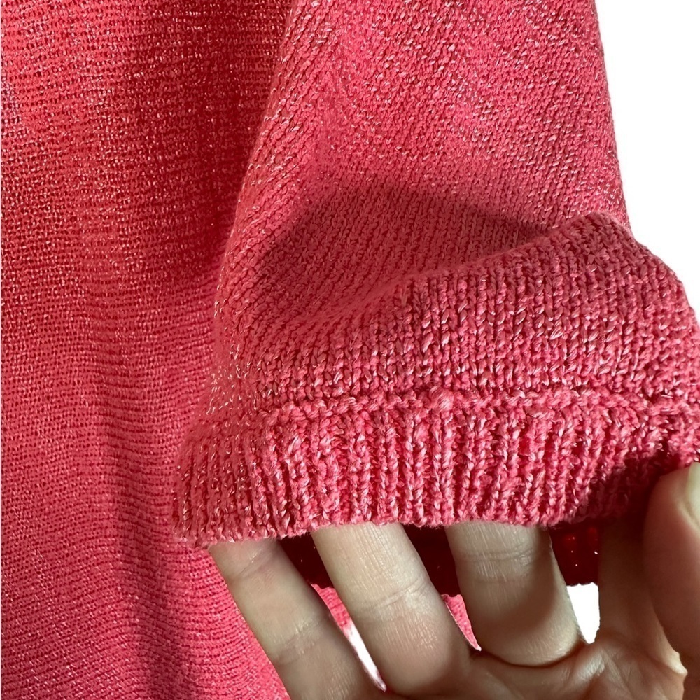 067. Soft SURROUNDINGS S-M Oversized Pink Metallic Knit Slouchy Pockets Dress - Picture 8 of 11